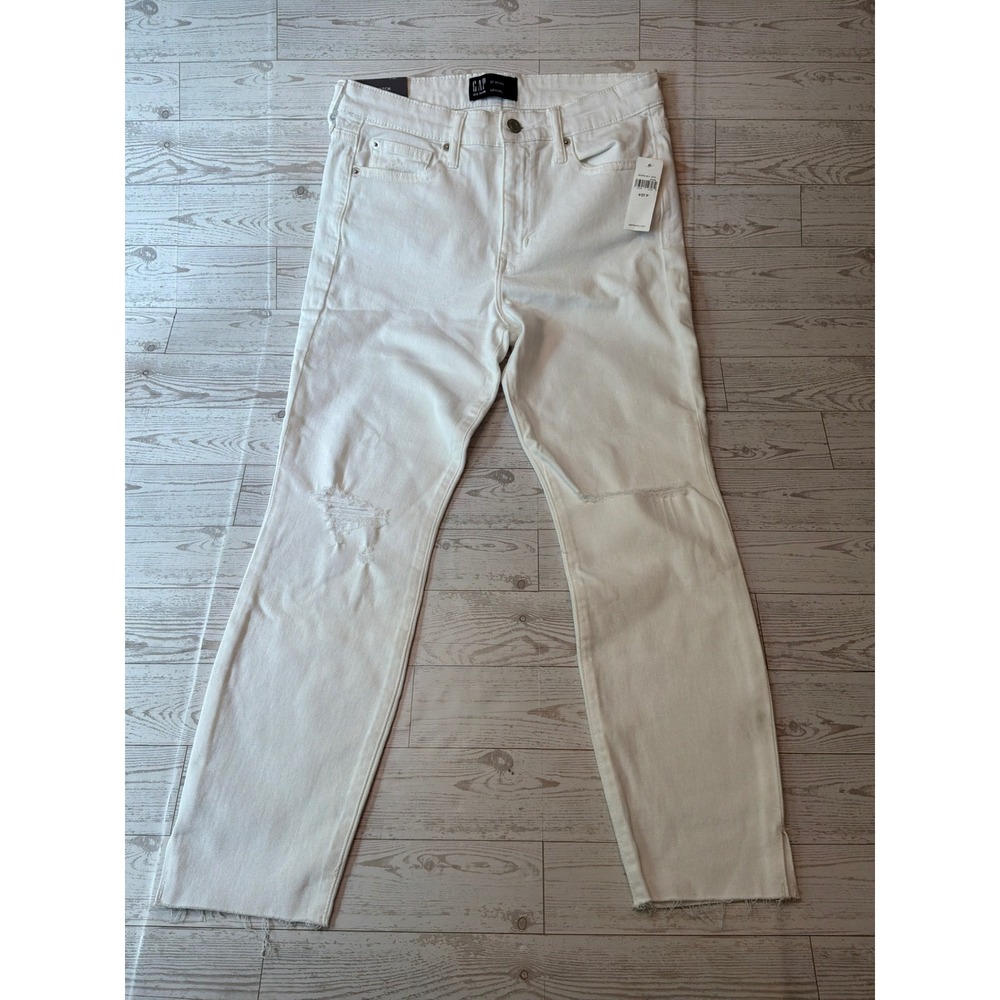 Gap High Rise Legging Ankle Jeans Womens 4/27P White Distressed Streetwear NWT